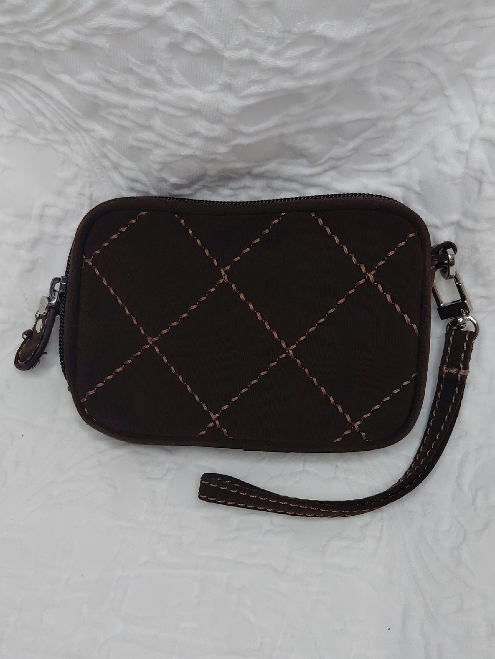 Vera Bradley Quilted Brown Wristlet Clutch